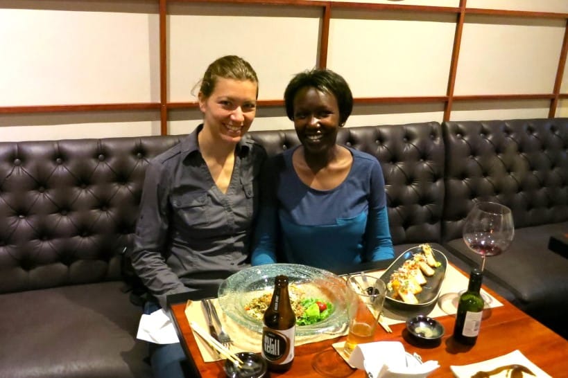 Claire and Rosemary at Nikkei restaurant in Peru