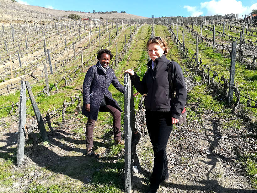 Rosemary and Claire Visiting Douro Valley Wineries Portugal by Authentic Food Quest