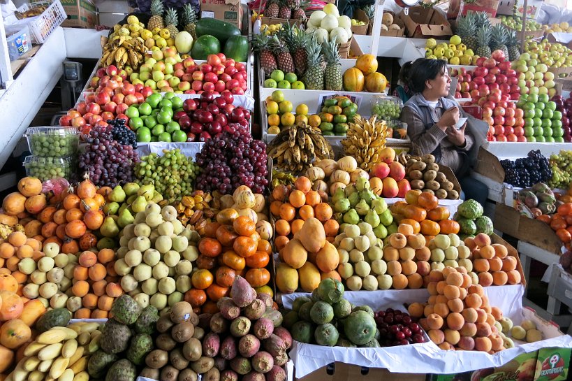 Cusco’s market fruit stand San Pedro Market Cusco by Authentic Food Quest

