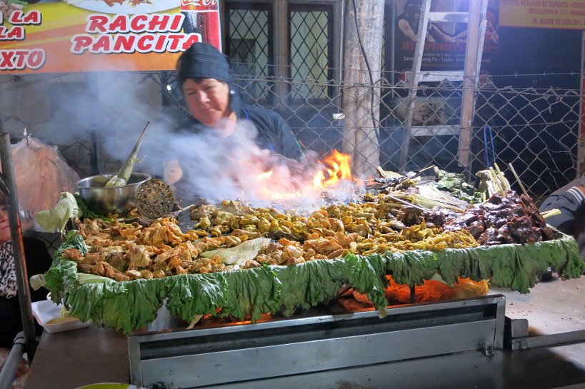 Vendor of rachi and other Peruvian Street Food in Lima by Authentic Food Quest