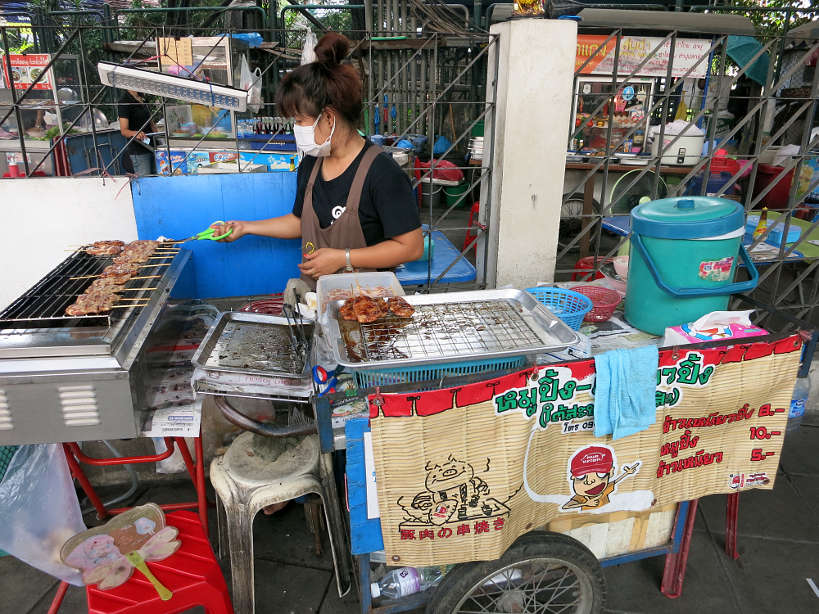 Pork Stick Food cart Bangkok food tour Authentic Food Quest